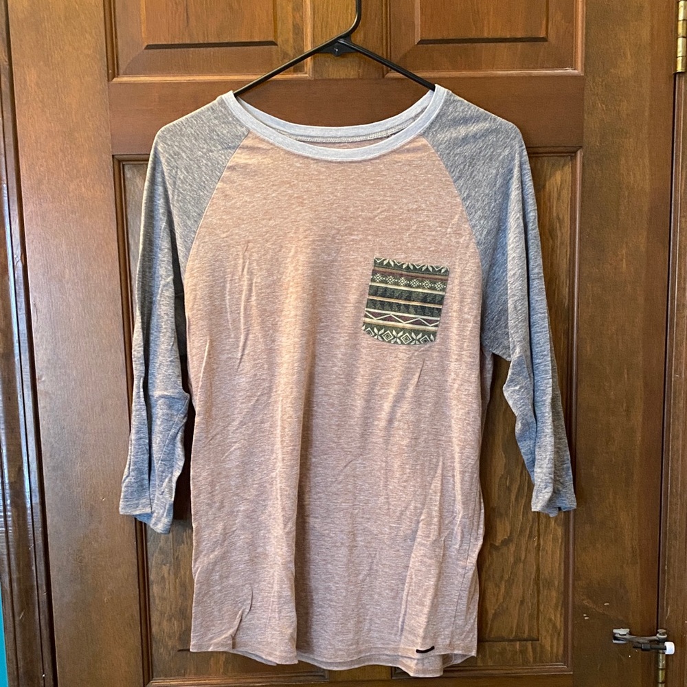 On the Byas Tan and Gray Baseball Shirt with Patterned Pocket